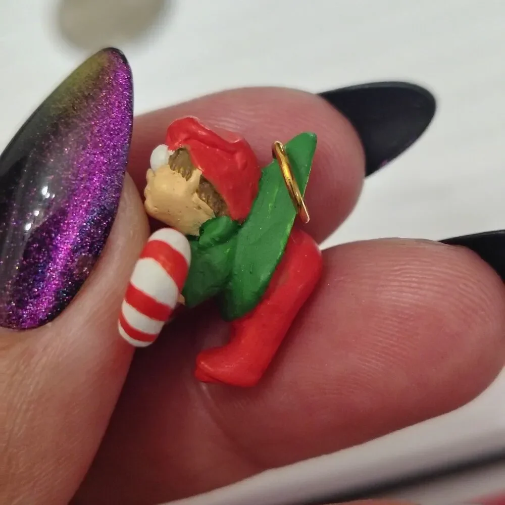 VTG Hallmark Candy Cane Elf 1988 Miniature-Elf Loves His Candy Canes Ornament
